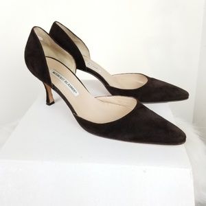 Manolo Blahnik Brown Suede Heels Size 8.5